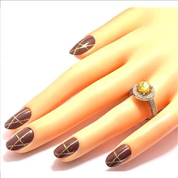 4.00ctw Vivid Yellow Topaz & Diamonique Diamond  Ring