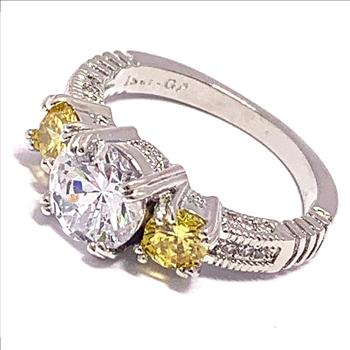 4.00ctw Vivid Yellow Topaz & Diamonique Diamond Ring Size 6,25