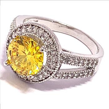 4.00ctw Vivid Yellow Topaz & Diamonique Diamond Ring Size 7