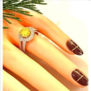 4.00ctw Vivid Yellow Topaz & Diamonique Diamond Ring Size 7