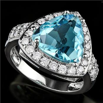 4.30ctw Blue Topaz & White Sapphire Ring  sz8