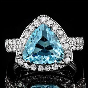 4.30ctw Blue Topaz & White Sapphire Ring  sz8