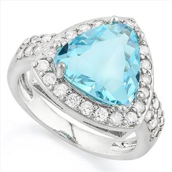 4.30ctw Blue Topaz & White Sapphire Ring  sz8