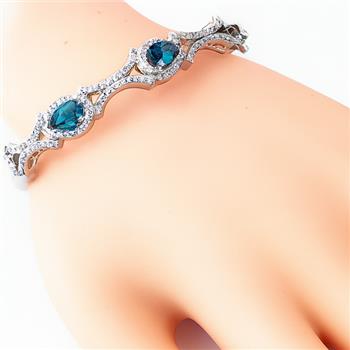4.50ctw London Blue Topaz & Diamonique Diamond Bangle Bracelet in 18K Gold Overlay – Designer Inspired