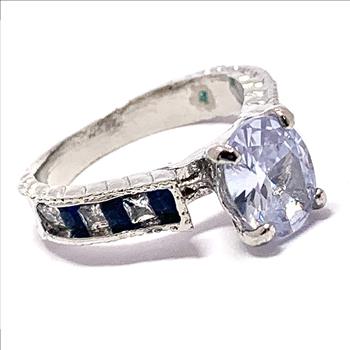 4.50ctw Sapphire & Cubic Zirconia 18k White Gold Overlay Bridal Ring