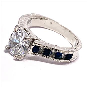 4.50ctw Sapphire & Cubic Zirconia 18k White Gold Overlay Ring