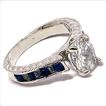 4.50ctw Sapphire & Cubic Zirconia 18k White Gold Overlay Ring