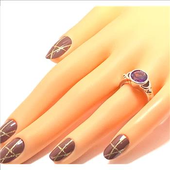 $479.99 Colore SG Lorenzo .925 Sterling Silver Genuine Amethyst Ring (Solid .925 & 18k Gold Over)