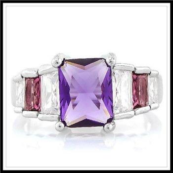 5.00ctw Amethyst & Diamonique Diamond Anniversary Ring