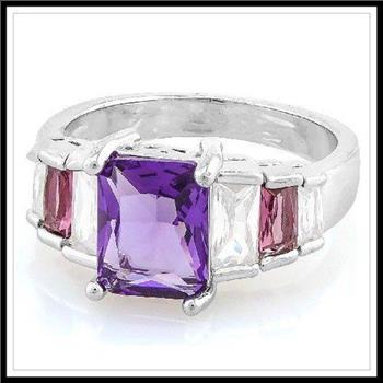 5.00ctw Amethyst & Diamonique Diamond Anniversary Ring