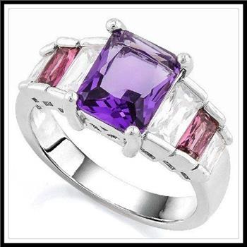5.00ctw Amethyst & Diamonique Diamond Anniversary Ring