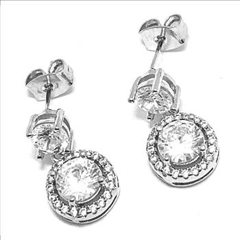 5.00ctw Diamonique Diamond Dangle Earrings 18K White Gold Ovr