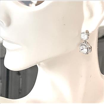 5.00ctw Diamonique Diamond Dangle Earrings 18K White Gold Ovr