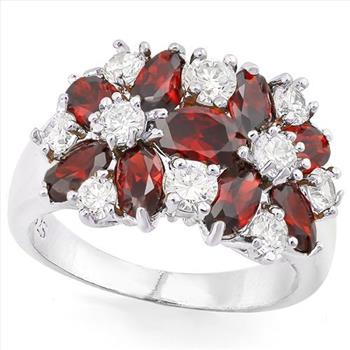 5.00ctw Garnet & White Sapphire Ring sz6