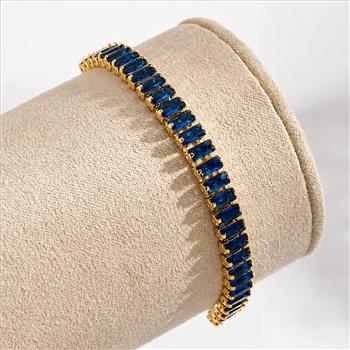 5.00ctw Sapphire Tennis  Bracelet  18K Gold Overlay Adjustable