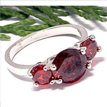5.00ctw Three Stone Garnet  Anniversary Ring Size 6.75