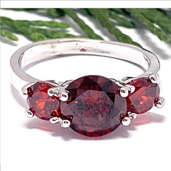 5.00ctw Three Stone Garnet  Anniversary Ring Size 6.75