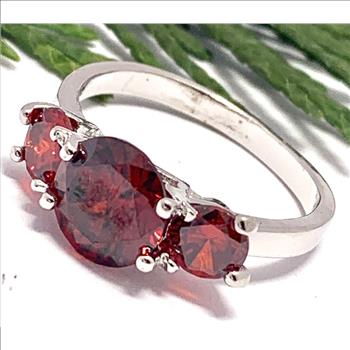 5.00ctw Three Stone Garnet  Anniversary Ring Size 6.75