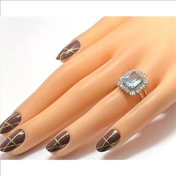5.10ctw AAA+ Grade Light Blue and White Cubic Zirconia Ring