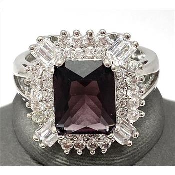 5.10ctw Amethyst and White Sapphire Ring