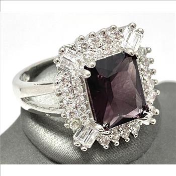 5.10ctw Amethyst and White Sapphire Ring