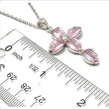 5.20ctw Pink AAA grade CZ Cross Necklace