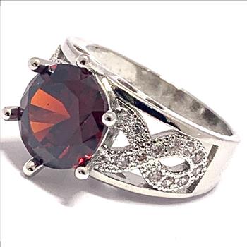 5.25ctw Garnet  &  Diamonique Diamond Ring Size 7