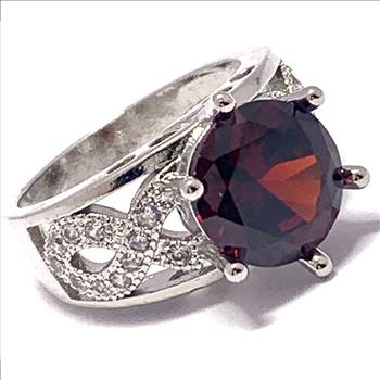 5.25ctw Garnet  &  Diamonique Diamond Ring Size 7