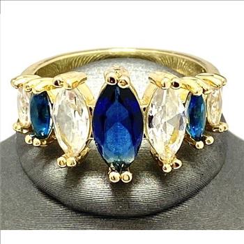 5.50ctw Blue & White Topaz Ring sz7