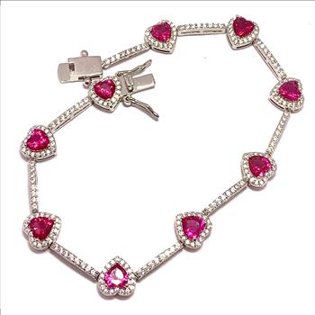 5.50ctw Ruby & Diamonique Diamond Tennis Bracelet in 18K Gold Overlay – Designer Inspired