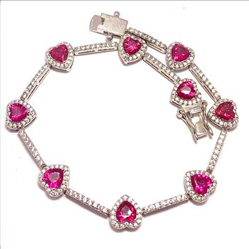 5.50ctw Ruby & Diamonique Diamond Tennis Bracelet in 18K Gold Overlay – Designer Inspired