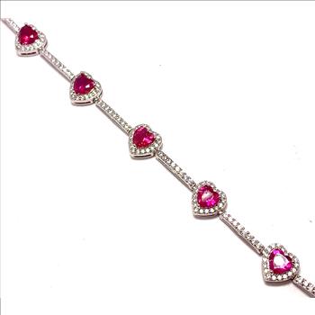 5.50ctw Ruby & Diamonique Diamond Tennis Bracelet in 18K Gold Overlay – Designer Inspired