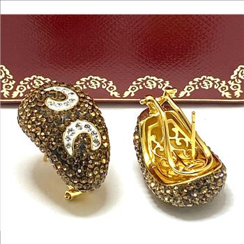 5.75 ctw Cognac & White Diamonique Diamond Earrings