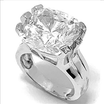 $575 Retail 18.00ctw Moissanite Engagement Ring in 18k WG & .925 Sterling Silver