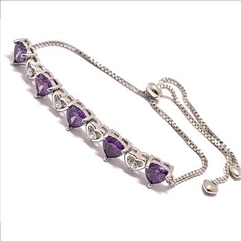 6.00ctw Amethyst & Diamonique Diamond Adjustable Tennice Bracelet