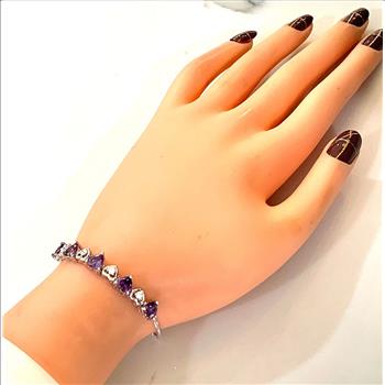 6.00ctw Amethyst & Diamonique Diamond Adjustable Tennice Bracelet