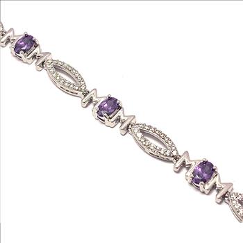 6.00ctw Amethyst & Diamonique Diamond MOM Tennise Bracelet