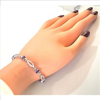 6.00ctw Amethyst & Diamonique Diamond MOM Tennise Bracelet