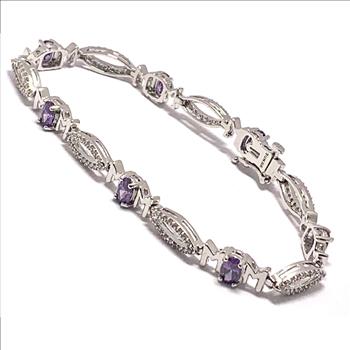 6.00ctw Amethyst & Diamonique Diamond MOM Tennise Bracelet