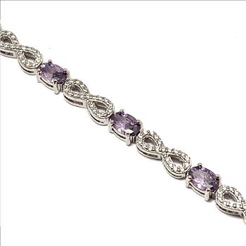 6.00ctw Amethyst & Diamonique Diamond Tennis Bracelet