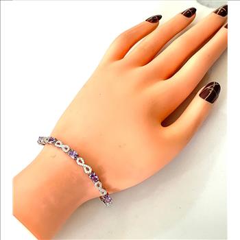 6.00ctw Amethyst & Diamonique Diamond Tennis Bracelet