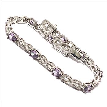 6.00ctw Amethyst & Diamonique Diamond Tennis Bracelet
