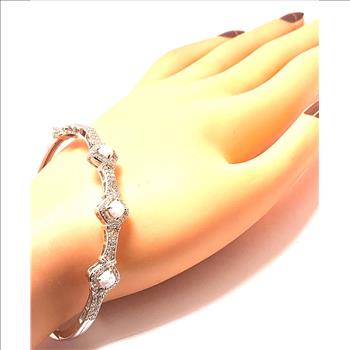 6.00ctw Diamonique Diamond & Opal Bangle Bracelet