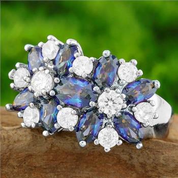 6.00ctw Mystic Topaz & White Sapphire Ring sz 6