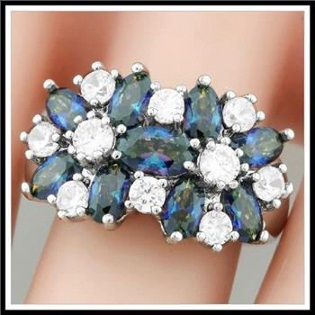 6.00ctw Mystic Topaz & White Sapphire Ring sz 8