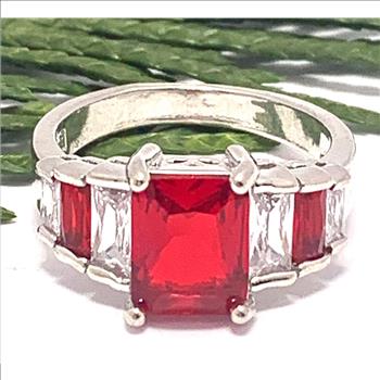 6.00ctw Ruby & Diamonique Diamond Anniversary Ring Size 7