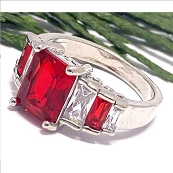 6.00ctw Ruby & Diamonique Diamond Anniversary Ring Size 7
