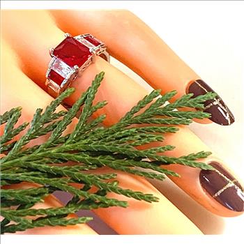 6.00ctw Ruby & Diamonique Diamond Anniversary Ring Size 7