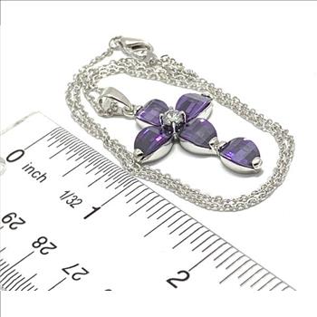 6.50ctw AAA+ gr-(1)ade Purple Cubic Zirconia Gold Overlay Cross Necklace