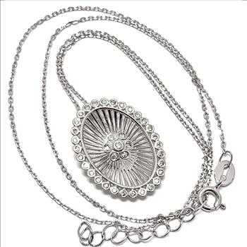 $675 COLORE SG Lorenzo 18K WG & .925 Sterling Silver 37 Genuine Diamond Necklace